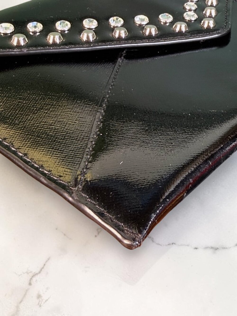 Michael Kors Jet Set Travel Jewel Studded Patent Leather Large Envelope Clutch - Picture 10 of 11